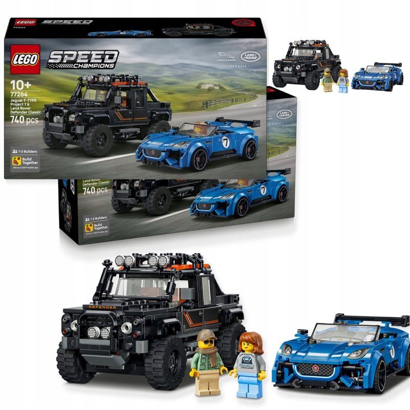LEGO Speed Champions 77264 Jaguar Project 7 i Land Rover Defender — oryginalny zestaw klocków LEGO