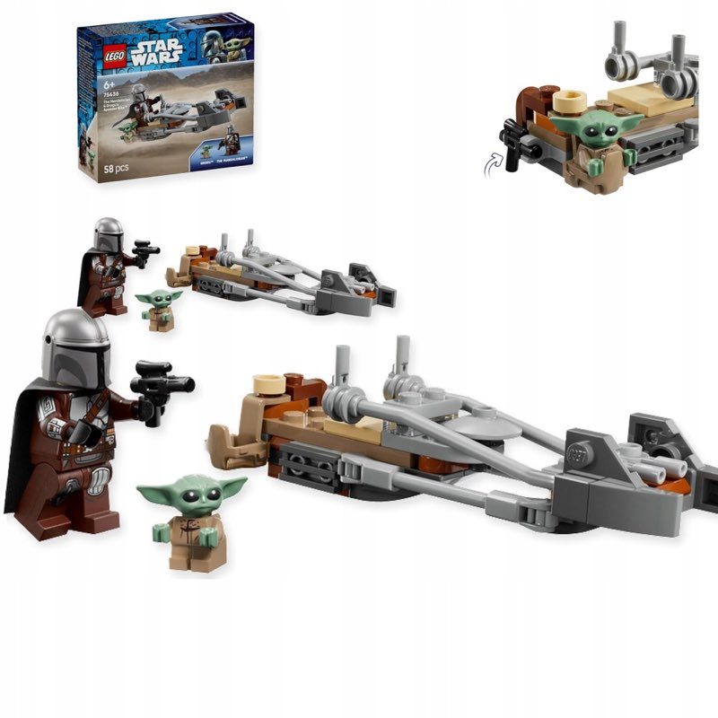 LEGO Star Wars 75436 Mandalorian i Grogu na śmigaczu — oryginalny zestaw klocków LEGO