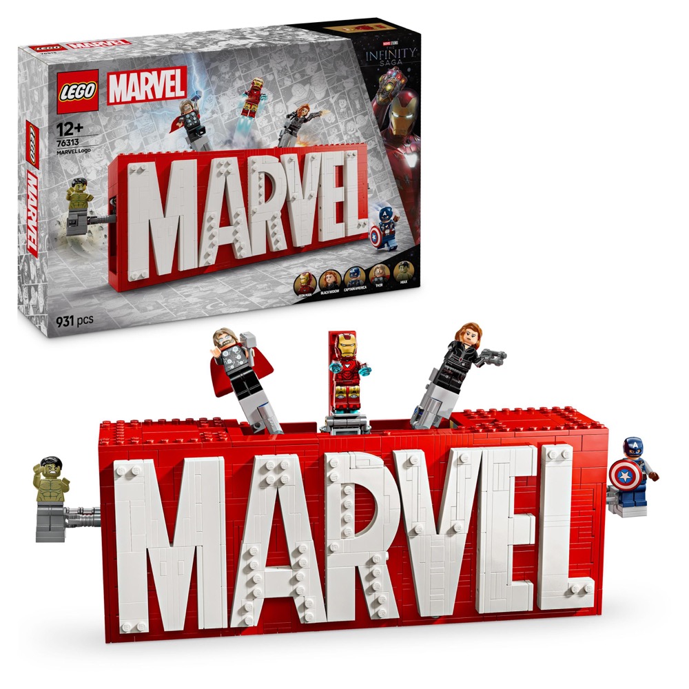 LEGO Super Heroes 76313 Logo MARVEL z minifigurkami — oryginalny zestaw klocków LEGO