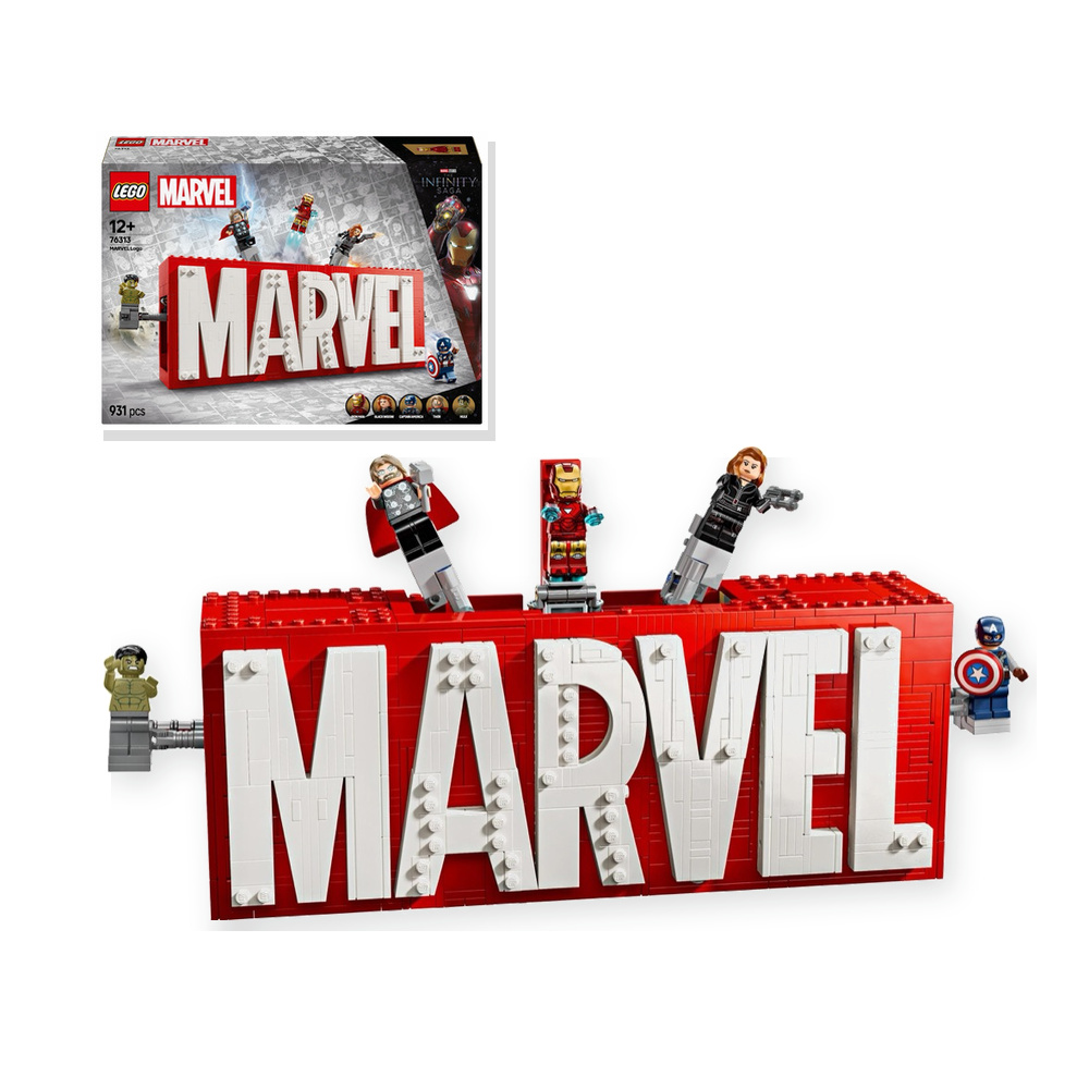 LEGO Super Heroes 76313 Logo MARVEL z minifigurkami