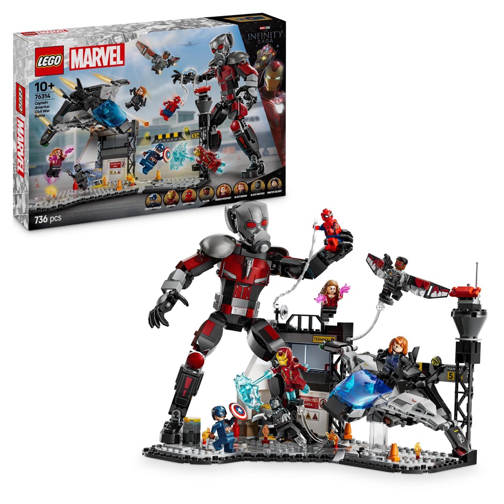 LEGO Super Heroes 76314 Kapitan Ameryka: Wojna bohaterów- bitwa — oryginalny zestaw klocków LEGO