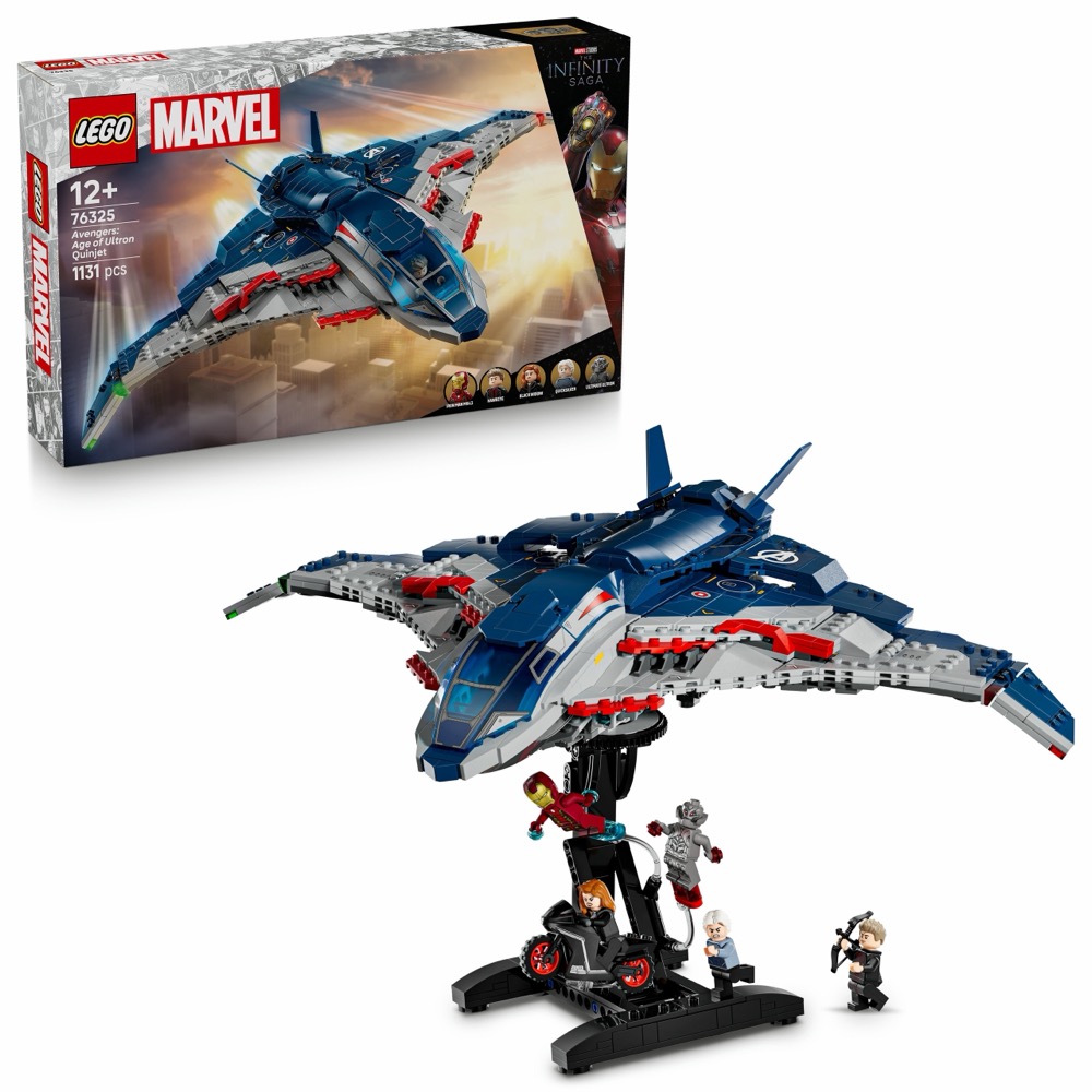 LEGO Super Heroes 76325 Avengers: Czas Ultrona Quinjet Fighter — oryginalny zestaw klocków LEGO