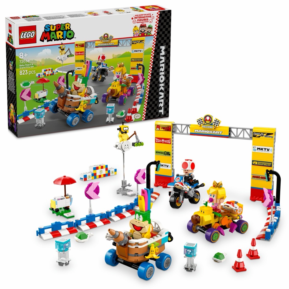 LEGO Super Mario 72036 Mario Kart Zestaw Baby Peach i Grand Prix — oryginalny zestaw klocków LEGO