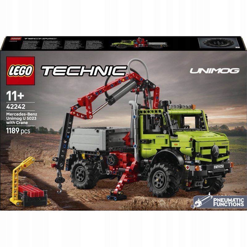 LEGO Technic 42242 Mercedes-Benz Unimog U 5023 z dźwigiem — oryginalny zestaw klocków LEGO