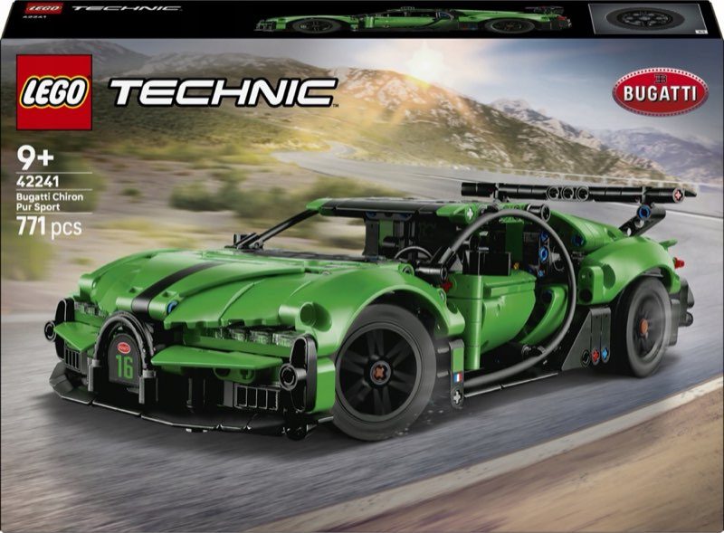 LEGO Technic Zielony hipersamochód Bugatti Chiron Pur Sport 42241 — oryginalny zestaw klocków LEGO