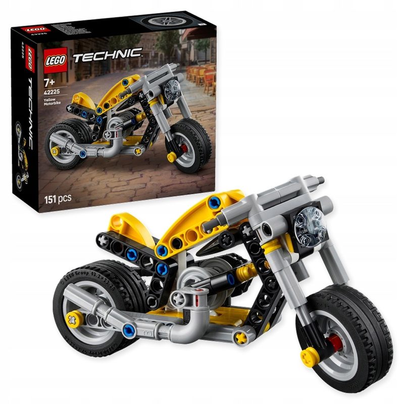 LEGO Technic Żółty motocykl 42225 — oryginalny zestaw klocków LEGO