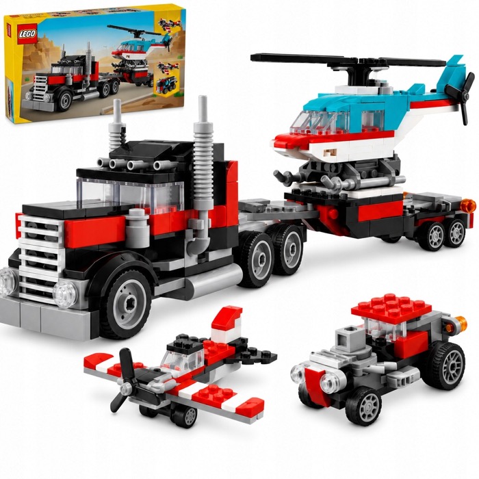 LEGO Creator 3 w 1 31146 Ciężarówka z platformą i helikopterem