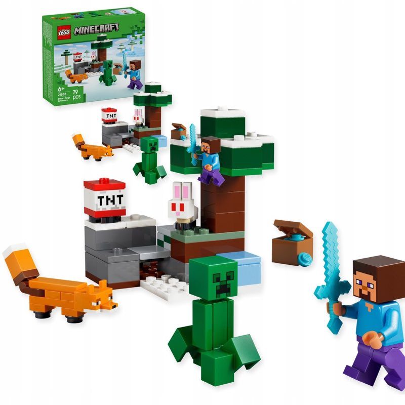 Zestaw klocków LEGO Minecraft - przygoda Steve'a w tajdze — oryginalny zestaw klocków LEGO