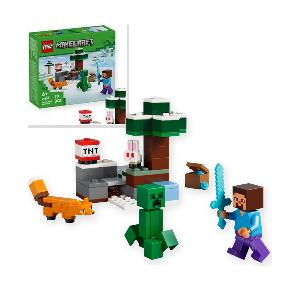 Zestaw klocków LEGO Minecraft - przygoda Steve'a w tajdze