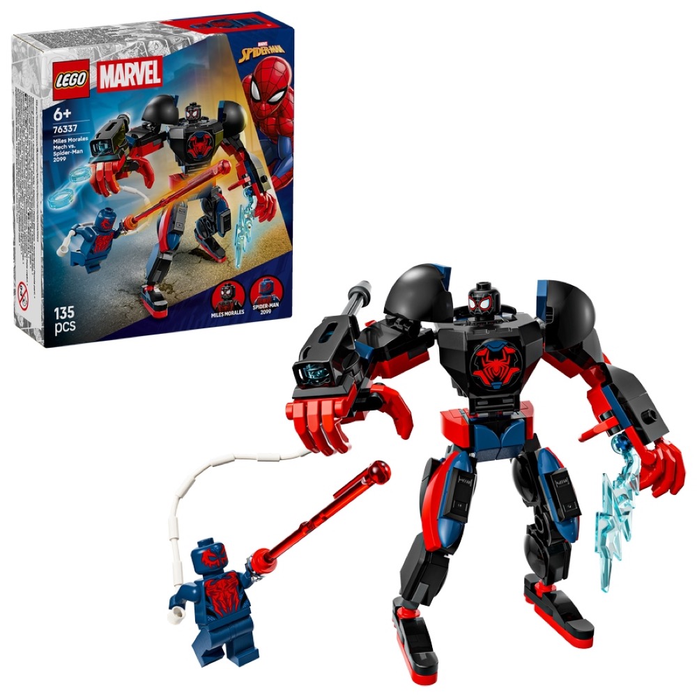 Zestaw LEGO 76337 Marvel Super Heroes Miles Morales kontra Spider-Man 2099 — oryginalny zestaw klocków LEGO